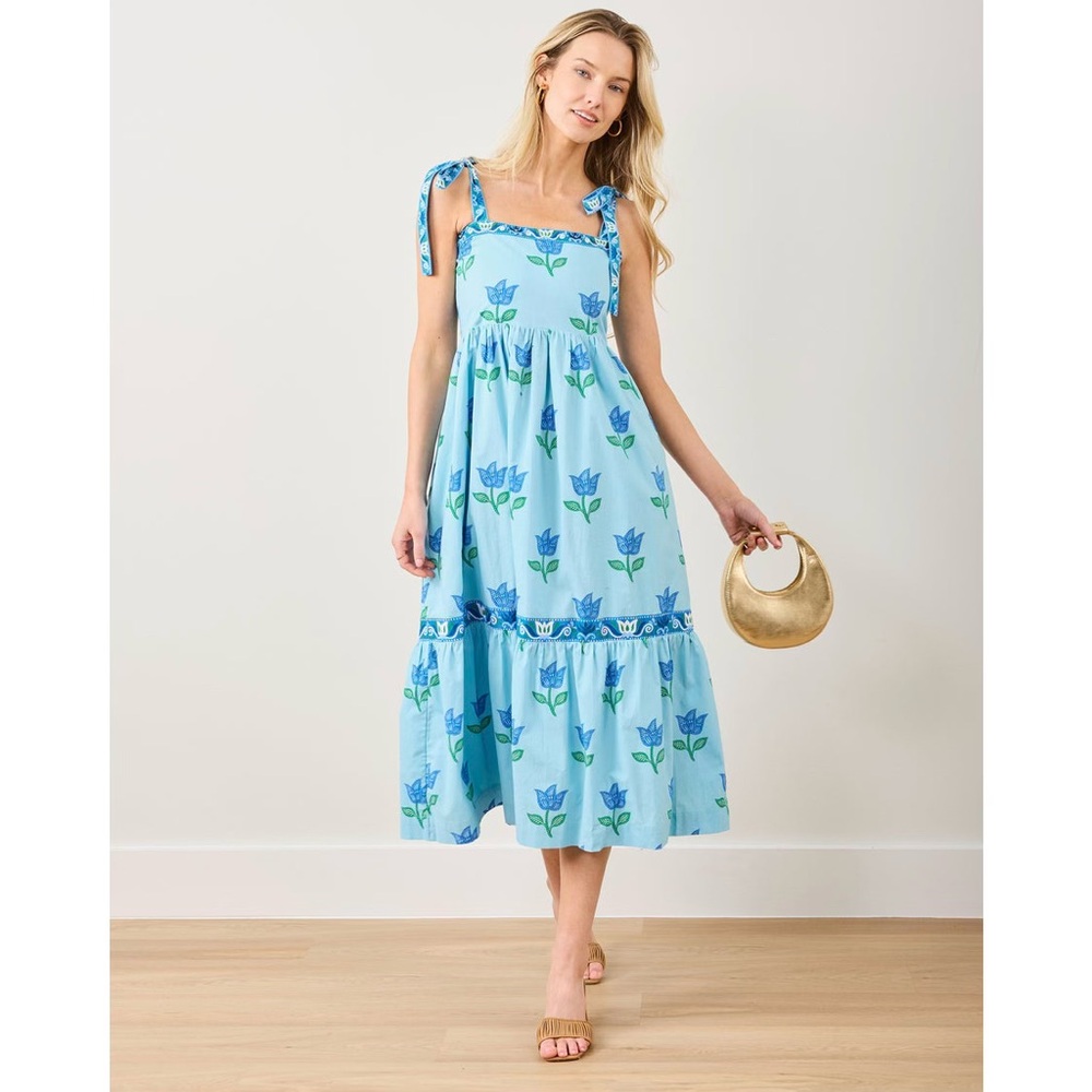 Printfresh Blue Floral Midi Dress NWT
